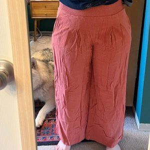 Women Linen Palazzo Pants Summer Boho Wide Leg High Waist Casual Lounge Pant Tro